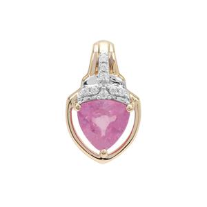 Ilakaka Hot Pink Sapphire Pendant with White Zircon in 9K Gold 1.10cts (F)