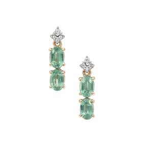 Odisha Kyanite Earrings with White Zircon in 9K Gold 2.50cts