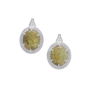 Grossular Earrings with White Zircon in Sterling Silver 14.50cts