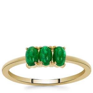 0.74ct Sandawana Emerald 9K Gold Ring