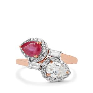 Pink Sapphire & White Zircon 9K Rose Gold Ring ATGW 2.70cts