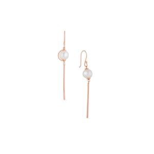 Naturally Ivory White Freshwater Cultured Pearl Rose Gold Plated Sterling Silver Earrings (8.5mm x 7.5mm)