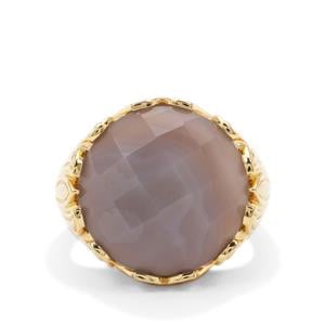 Grey Agate Ring in Gold Plated Sterling Silver 14.76cts