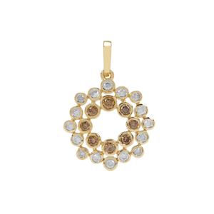 1/2ct Champagne ,White Diamonds 9K Gold Pendant