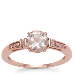 Alto Ligonha Morganite Ring with Pink Diamond in 9K Rose Gold 1cts