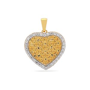Ratanakiri White Zircon Heart Pendant in Gold Plated Sterling Silver 0.70cts