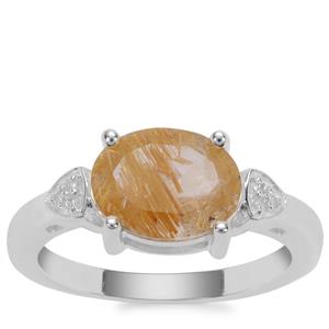 Bahia Rutilite Ring with White Zircon in Sterling Silver 2.33cts