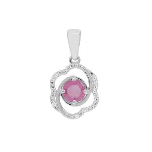 Ilakaka Hot Pink Sapphire & White Zircon Sterling Silver Pendant ATGW 1.17cts