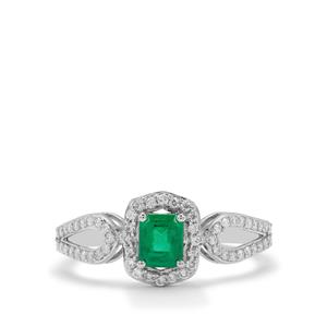 Panjshir Emerald & Diamond Platinum 950 Tomas Rae Ring MTGW 0.75ct