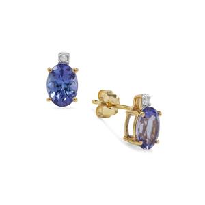 AA Tanzanite & Diamond 9K Gold Earrings ATGW 1.60cts