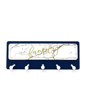 "Family" Wall Hook in Navy and Gold