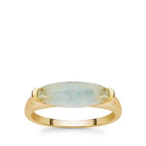 Aquamarine Ring in Gold Tone Sterling Silver 2cts