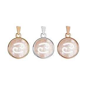 Mother of Pearl Sterling Silver Zodiac Pendant - Cancer (Choice of 3 Metal Colours)
