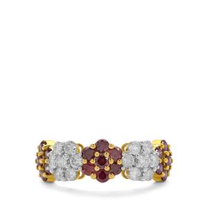 1.45ct Purple, White Diamonds 9K Gold Ring 