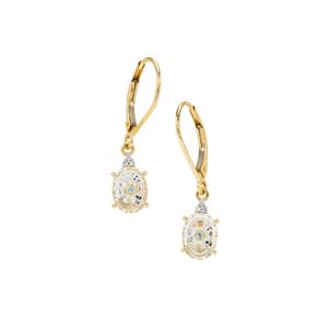 Lehrer Torus Ring White Topaz & Blue, White Diamond 9K Gold Earrings ATGW 2.15cts