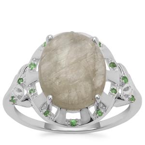 Menderes Diaspore Ring with Tsavorite Garnet in Sterling Silver 5.06cts