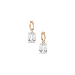 Kaduna White Zircon 9K Gold Earrings ATGW 7.17cts 