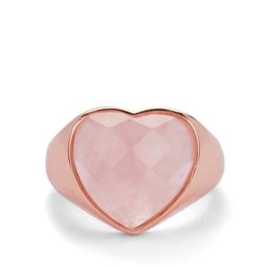 8.50ct Rose Quartz Rose Tone Sterling Silver Heart Ring