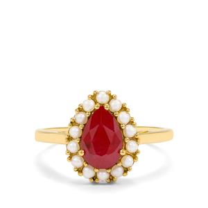 Burmese Ruby & Kaori Cultured Seed Pearl 9K Gold Ring