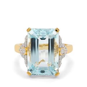 Aquamarine & Diamond 18K Gold Lorique Ring MTGW 11.66cts