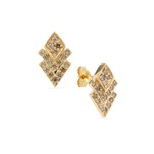 1/2ct Argyle Cognac Diamond 9K Gold Tomas Rae Earrings 