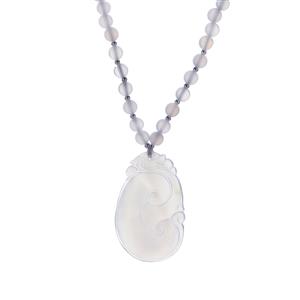 200cts Natural Ice Agate Sterling Silver Necklace