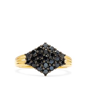 0.25cts Black Spinel Gold Tone Ring 