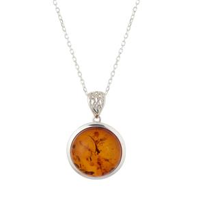 Baltic Cognac Amber Sterling Silver Necklace (20mm)