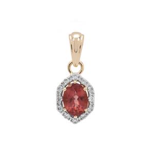 Rosé Apatite Pendant with White Zircon in 9K Gold 1.50cts