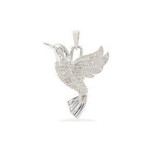 'The Hummingbird'  White Zircon Sterling Silver Pendant 