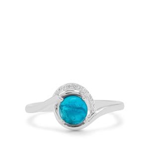 Neon Apatite & White Zircon Sterling Silver Ring ATGW 1.15cts