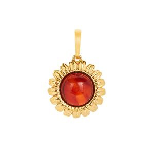 Baltic Cherry Amber Pendant in Gold Tone Sterling Silver (11.50mm)