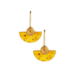 Baltic Cognac Amber Gold Tone Sterling Silver Earrings (22 x 10mm)