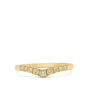 'The Florentine Wishbone' Natural Yellow Diamond 9K Gold Ring