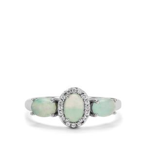 Gem-Jelly™ Aquaprase™ & White Zircon Platinum Plated Sterling Silver Ring ATGW 1.55cts