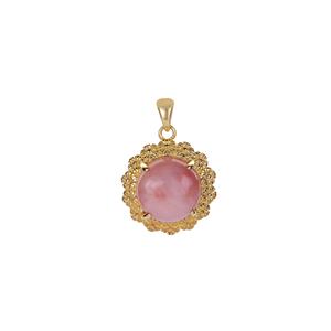 3.50ct Peruvian Pink Opal Gold Tone Sterling Silver Pendant 