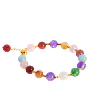 'Gemstones of the Rainbow: Collector's Edition' Gold Tone Sterling Silver Stretchable Bracelet ATGW 56.50cts