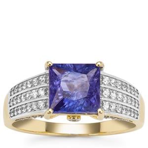 Tanzanite Ring with White Zircon in 9K Gold 2.44cts