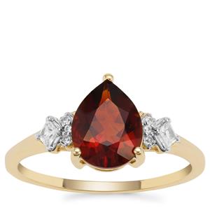 Madeira Citrine Ring with White Zircon in 9K Gold 1.62cts