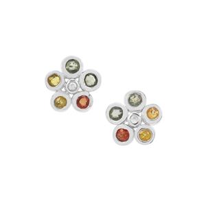Songea Multi Sapphire Earrings with White Zircon in Sterling Silver 2.54cts