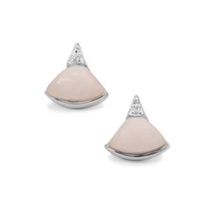 Pink Aragonite Earrings with White Topaz in Sterling Silver 3.75cts