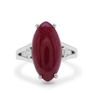 Bharat Ruby & White Zircon Sterling Silver Ring ATGW 11.95cts