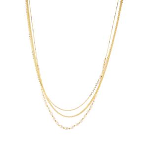 Freshwater Cultured Pearl Gold Tone Sterling Silver Layered Necklace (6 x 4mm)