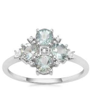 Aquaiba™ Beryl Ring with White Zircon in 9K White Gold 1cts