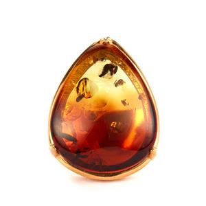 Baltic Ombre Amber Ring in Gold Tone Sterling Silver (22 x 18mm)