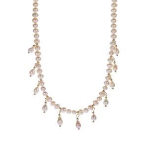 Kaori Cultured Pearl Necklace in Gold Tone Sterling Silver