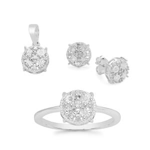 0.19ct Diamond Sterling Silver Set of Ring, Earring & Pendant 