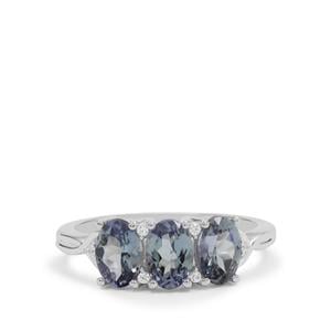 Bi Colour Tanzanite Ring with White Zircon in Sterling Silver 1.95cts