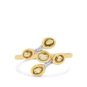 Songea Canary Sapphire & Diamond 9K Gold Ring ATGW 1.10cts