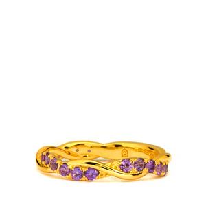 0.59cts Bahia Amethyst Gold Tone Sterling Silver Ring 